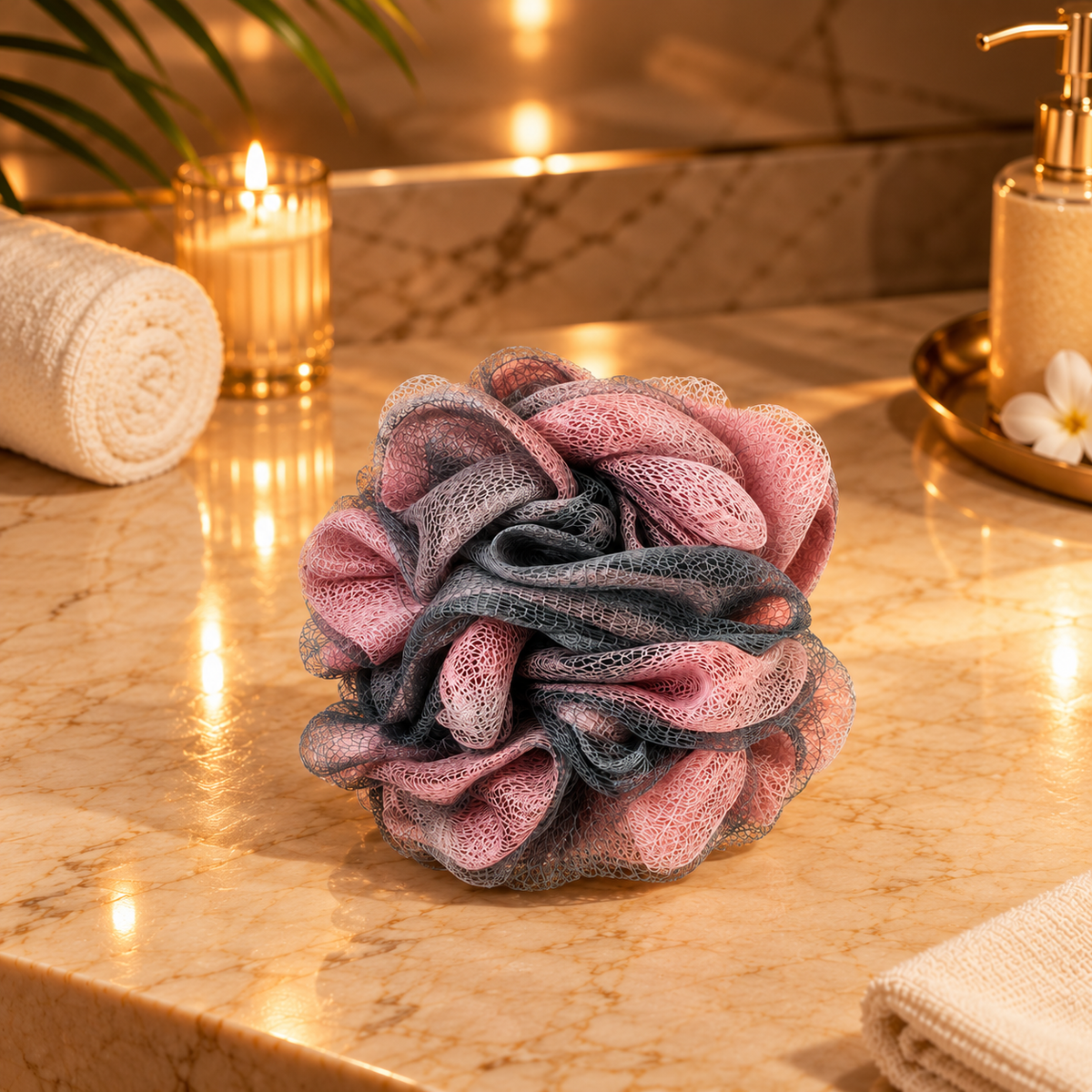 Two Tone Exfoliating Shower Bath Pouf